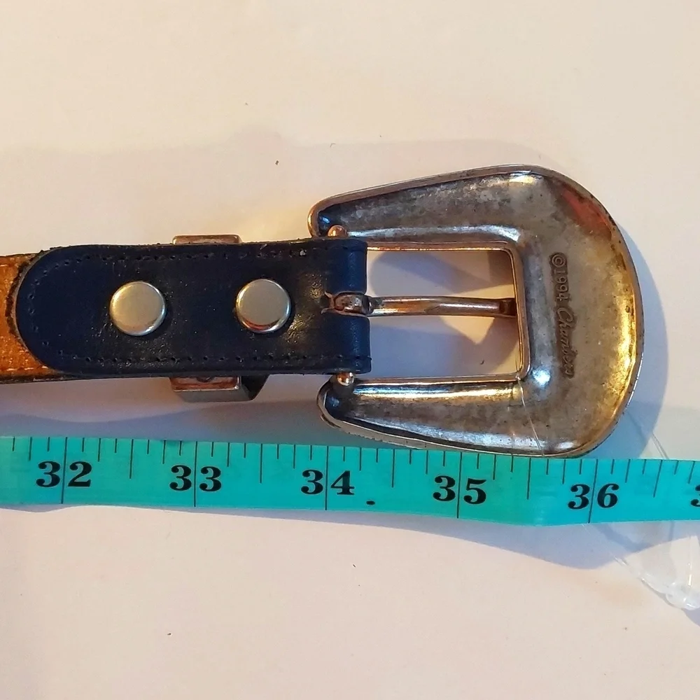 Dan Post |Vintage Python Multi-Color Silver Buckle Black Dress Belt RARE! Sz.S/M